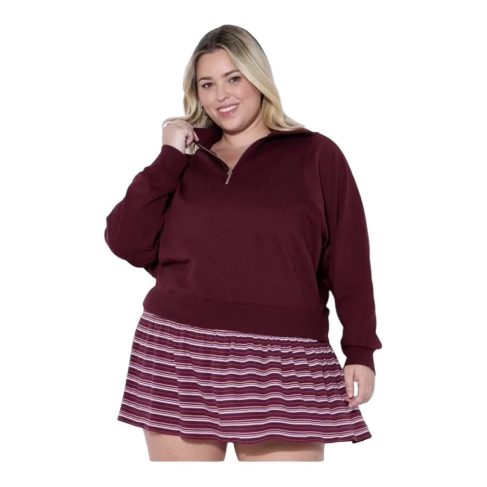 NWT Wild Fable Women's Polo Collar Pullover Sweater- Burgundy XL